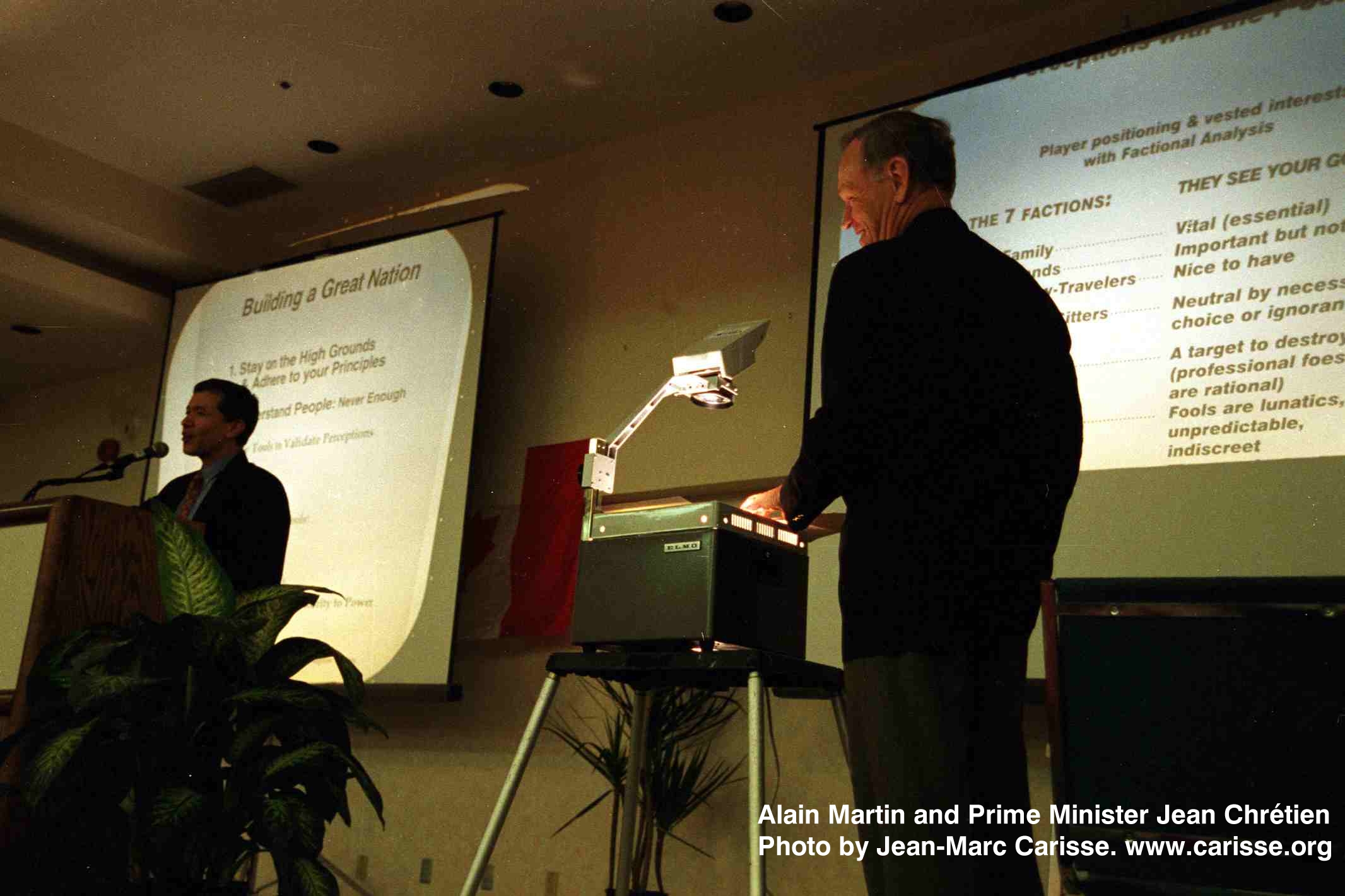 Building a Great Nation by Alain Martin assisted by Prime Minister Jean Chretien. 
Photo Courtesy of Jean-Marc Carisse (ww.carisse.org) available under GFDL License