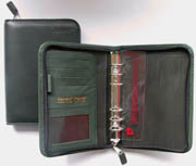 Porte-documents en cuir vert foncé, 6 anneaux (3PM)